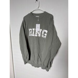 Anine Bing Womens Green Crewneck Sweatshirt With Satin "BING" Logo, new with tag